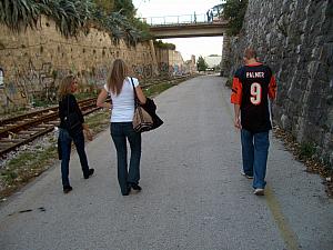 Walking to Stella Mares on a warm Sunday in October, decked out in my Carson Palmer jersey!