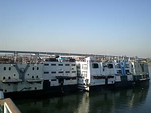 This is how most of the cruisers have to line up when they dock at each port. Lucky for us, we had our own private port so we didn't have to walk between each ship!