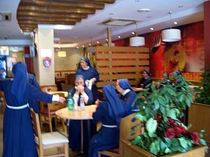 We walked into the KFC / Pizza Hut restaurant to see KFC overrun by about 25 nuns! Made us smile.