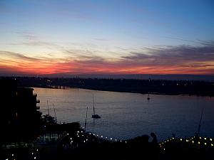 The Nile at sunset, as seen from the pool area of our hotel.