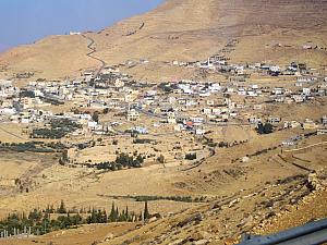 See the windy road that goes through the town, that's the route we're taking. Just through the mountainous desert and small villages like the one you see. 