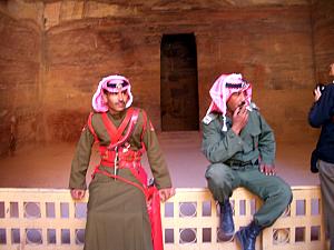 Guards blocking your entryway into Al Khazneh. Apparently, that grand facade only has this one room that goes back 30 feet (unlike in Indiana Jones where there is vast chambers and booby traps and the like).