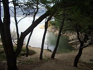 An inlet/cove that is a popular summertime swimming spot.