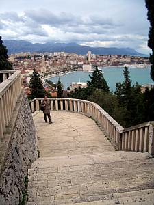 Once reaching the top of the hill, it's back down the steps overlooking Split.