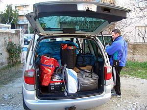 We stuffed the minivan with all of our belongings -- we sure accumulated a lot of stuff over a few months! It actually took two trips, though the second trip was sparse and just bigger/unwieldy items.