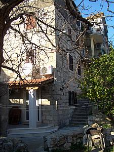 Standing in our backyard looking at our building - we have part of the first and second floors (ground and first floors if you're counting Euro-style).