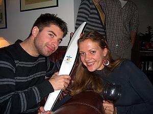 Mario and Milda posing with an official 2010 Winter Olympics torch. Our host, Patrick is Canadian and was lucky enough to get to carry the torch as it made its tour through Canada earlier this year.