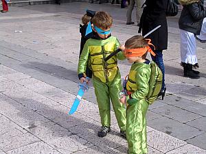 Children dressed up for Carnival, similar to Halloween in the US.