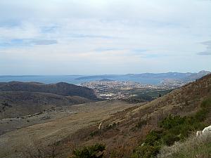 Looking back towards Split from a hiking trail on the mountain of Mosor.