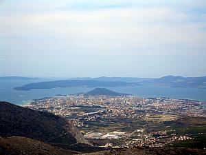 Looking back towards Split from a hiking trail on the mountain of Mosor.