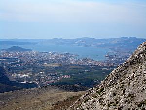 Looking back towards Split from a hiking trail on the mountain of Mosor.