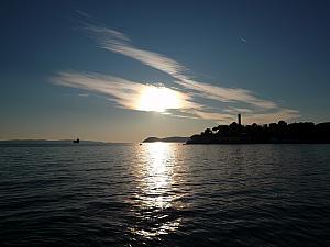 Walking along the beach from Znjan towards Bacvice just before sunset.