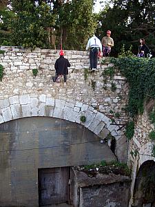 Rock climbers in a park in Zadar.