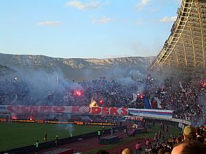 Hajduk Split scores -- 1-0! Celebration ensues.