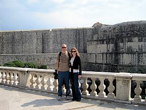 Jay and Kelly, the Durbrovnik Fortress Walls in the background.