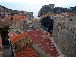 A second basketball court - this time with even less space so they had to create two half-courts.