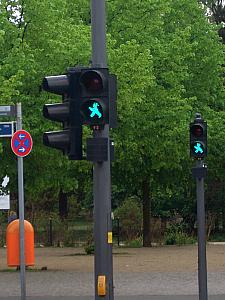 In 1990, after the wall came down, the city started taking these down and replacing them with standard ones, but were stopped because so many East Berliners protested their removal. So they now stand as an easy way to indicate whether you're in former East or West Berlin!