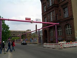 Some of the water pipes run above ground, and get painted fluorescent colors. We did not learn why they run above ground.