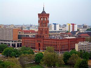 Of course we climbed to the top of the cupola of the Berliner Dom! Here we are looking at the Rathaus (Town Hall).