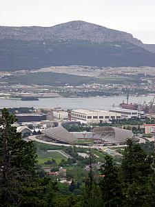 Split's Poljud Stadium, as seen from the flag pole.