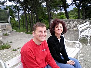 Kevin and Mom Klocke taking a break during our hike through Marjan park.
