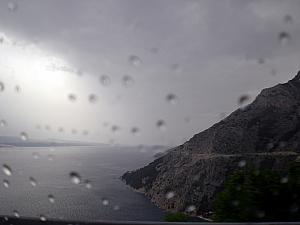 It rained during their drive.