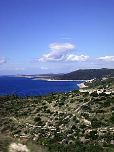 Driving across the island of Hvar from Stari Grad to Hvar Town.