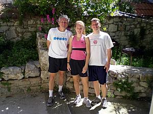 Dad Klocke, Kelly and Kevin getting ready to head out for a run.