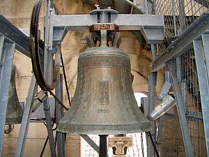 One of the bells in the tower.