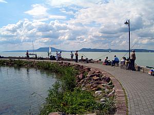 We stopped at Lake Balaton - Hungary's largest body of water - to break for a few minutes. Watched some fisherman here.