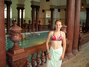 The bath house also had about 20 different pools (big and small ones) inside. Here's Kelly!