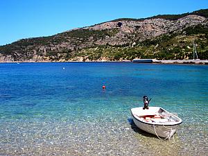 Beach on Vis in the town of Komiza