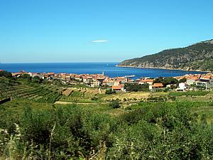 View of Komiza from the road out of town