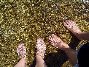 Kelly showing off the crystal clear water