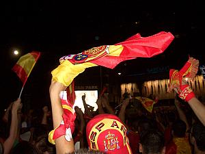 Celebrating the goal, and waiting for the game to end.