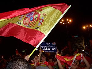 A clever chap commandeered the Calle de la Madre Que Pario A Casillas street sign, in honor of Spain's goalie Iker Casillas.