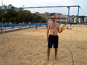 We got to play doubles sand volleyball!