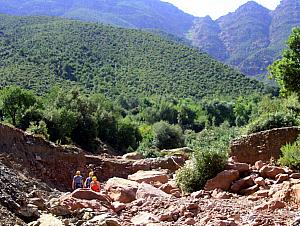 Hiking in a dried-out riverbed. In the winter, this is a flowing river. Even in the summer, a rushing river flows here after heavy rains.