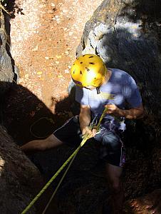 On my way down. There was a big gap in the middle, so I had to reach wide to have somewhere to put my feet!