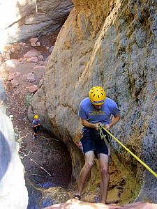 Canyon two was much taller than one. 1 was about 15 feet, 2 was about 60 feet. See Kelly way down there!