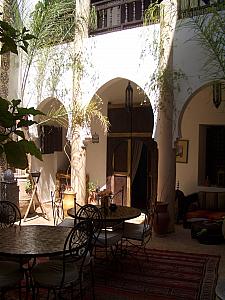 The center of our Riad was a courtyard open to the sunlight. This is where we breakfasted every morning.