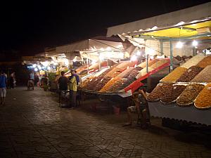 Stalls selling all sorts of nuts and seeds.