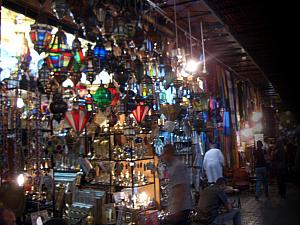 Many shops in the market sold beautiful stained glass lamps and chandeliers.