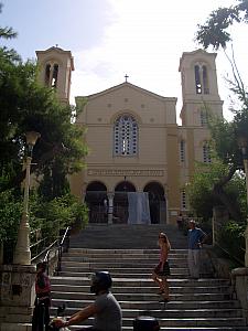 Kelly, Dad Klocke and I walked to Lykavittos Hill, and stopped at this church.