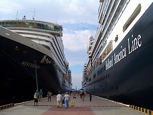 Our ship is the one on the left, and was considerably larger than the one on the right, even though this photo doesn't make it look that way!