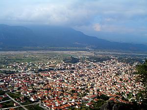 From one of the monasteries, looking down at the town of Kalambaka.