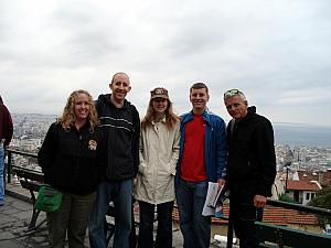 Everyone stopping for a photo - it was cool and damp today - Kelly stole my hat!!