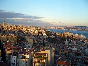 Atop the Galata Tower in Istanbul.