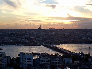 Atop the Galata Tower in Istanbul.