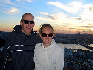 Atop the Galata Tower in Istanbul.